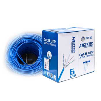 CABLE APTEK CAT.6 UTP Copper, 24AWG, màu xanh, vỏ nhựa PVC 630-1103-3 (305m)