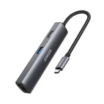 Bộ chuyển đổi Hub USB Type- C Sang HDMI 4K + 3* USB 3.0 +LAN 1Gbps Anker 533-A8338