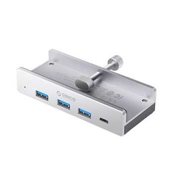 HUB Type C - 3*USB 3.0 + USB-C 5G + USB-C 5V ORICO MH4PC-10-SV-BP (Màu bạc) (Gắn Kẹp vào bàn)
