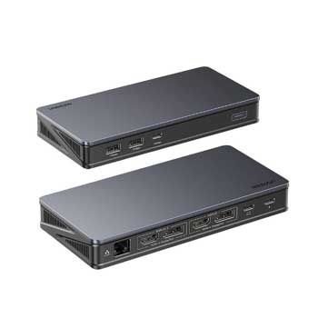 Bộ chuyển Docking USB-C 9 in 1 Ugreen 90912 (hỗ trợ 2*DisplayPort 4K60Hz, 2*HDMI 4K60Hz, RJ45, PD 100W,1xUSB C 10Gbps, 2*USB A 10Gbps)
