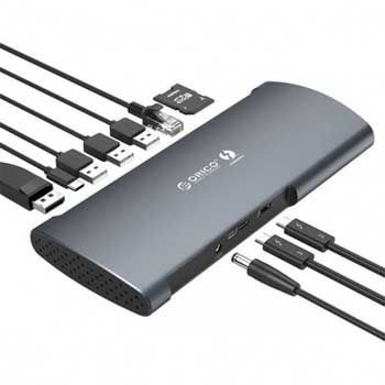 Đế cắm đa năng 8 trong 1 Thunderbolt 3 ORICO TB3-S1-GY (Thunderbolt3 to USB-A 3.0 + USB-A 3.1 * 2 + USB-C 3.1 + SD + DP + RJ45 + Thunderbolt3 )