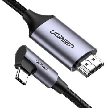 Cáp chuyển USB C to HDMI dài 2m Ugreen 50530 (4K@60Hz - đầu USB-C bẻ góc 90 độ)