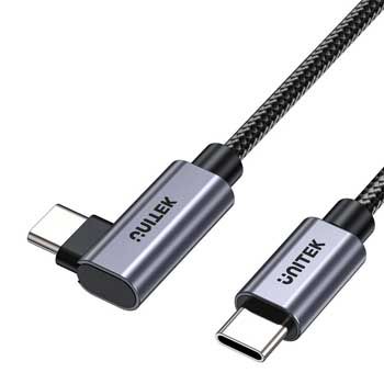 Cáp Sạc nhanh 100W USB-C sang USB-C (đầu bẻ góc) Dài 2m UNITEK C14123BK