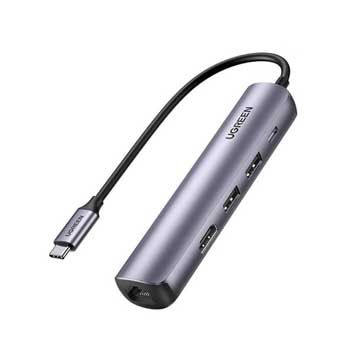 Cáp USB C to HDMI + USB + LAN Gigabit + PD 100W Ugreen 10919