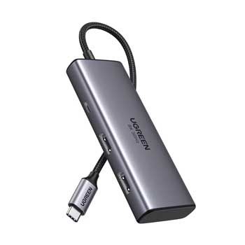 HUB USB-C 6 in 1 Ugreen 15852 ( 2  HDMI , 2  USB 3.0, 1  USB-C Data 5Gbps, PD100W )