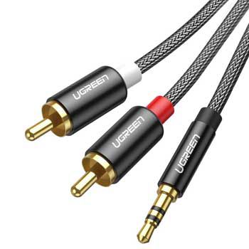 Cáp Audio 3.5mm ra 2 đầu RCA Ugreen 60241 dài 2m ( vỏ Bọc Nylon)