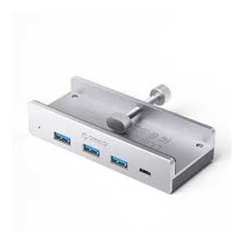 HUB Type C - 3 USB 3.0 + USB-C 5G + USB-C 5V ORICO MH4PC-10-SV-BP (Màu bạc) (Gắn Kẹp vào bàn)