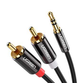 Cáp Audio 3.5mm ra 2 đầu RCA Ugreen 10749 (dài 1m)