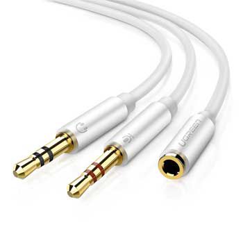 Cáp Gộp Audio 3.5mm 2 Vào 1 Ra Ugreen 20897 (Mic và Headphone)