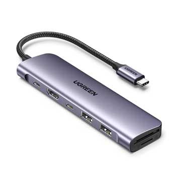 Cáp chuyển USB-C sang HDMI + 2 USB 3.0 A + USB-C + SD/TF + PD Ugreen 15214