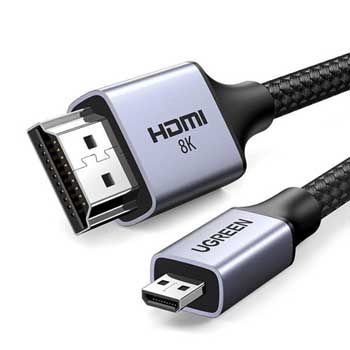 Cáp Micro HDMI to HDMI 2.1 dài 1M Ugreen 15516 (Hỗ trợ 8K60Hz 4K120Hz , Dynamic HDR, Earc)