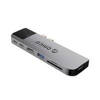 Đế cắm (Docking) đa năng 8 trong 1 cổng Type C ORICO 2CT-8HR-GY (2 cổng Type C sang USB3.0, USB2.0, HDMI, đọc thẻ TF/SD, LAN Gigabit, 2 Type C)