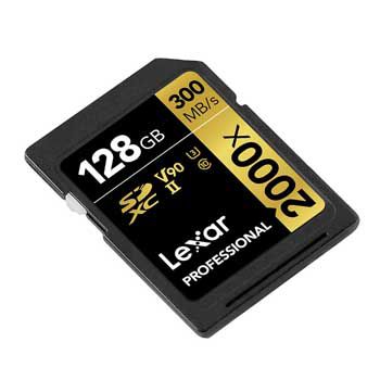 SDXC 128GB Lexar Professional 2000x 128GB SDHC/SDXC UHS-II Card GOLD LSD2000128G-BNNNG